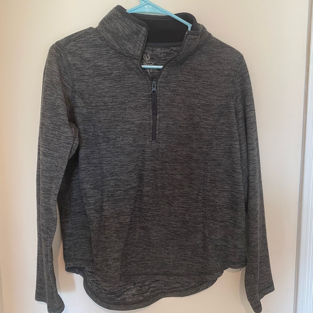 Grey fleece pullover sweatshirt